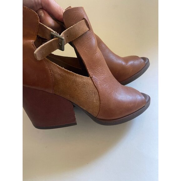 Korks Stella Leather Suede Peeptoe Ankle Booties Boots Sandals Womens 8.5 Heels - Picture 9 of 10